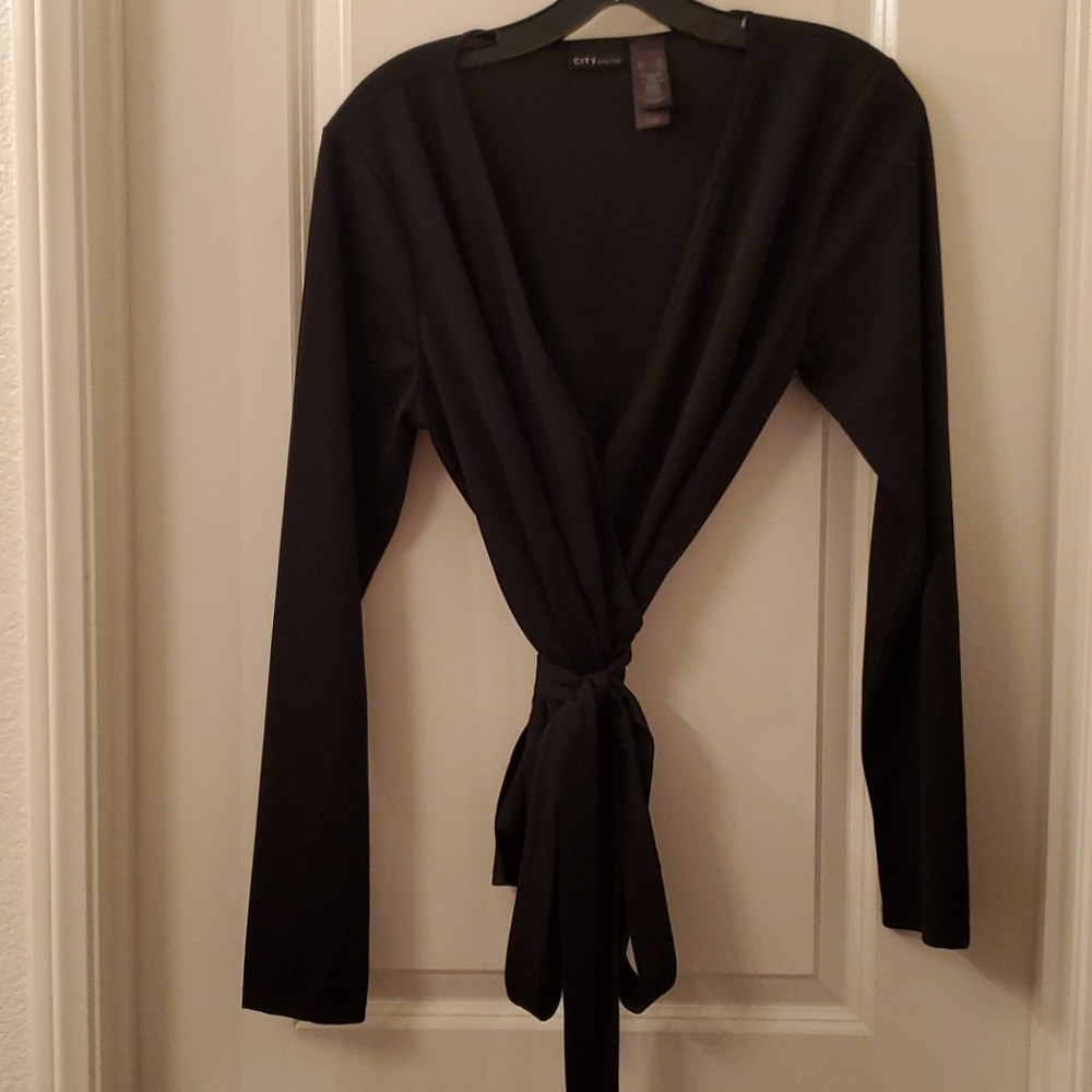 Long sleeve wrap blouse